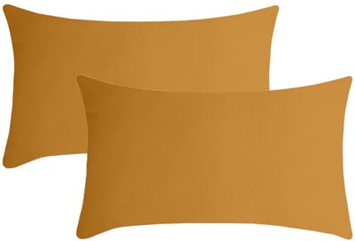 Stof Textile sierkussen Nelson - 2x - okergeel - 30 x 50 cm - bank kussens - zitkussens - binnen/buiten - polyester