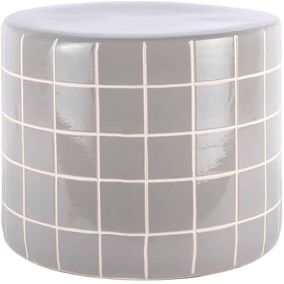 Leitmotiv Bijzettafel Retro Tiles Low - Lichtgrijs - Ø42cm - Modern