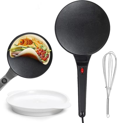 Elektrische Crêpemaker - Pannenkoekenpan Automatisch - Ontbijt Maken - Snelle Gelijkmatige Verhitting - 20.5 cm Diameter - Zwart