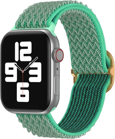 Nylon bandje - geschikt voor Apple Watch series 1/2/3/4/5/6/7/8/9/10/11/ SE (1,2,3) / Ultra (1,2,3) met maat 44 mm / 45 mm / 46 mm / 49 mm - mintgroen