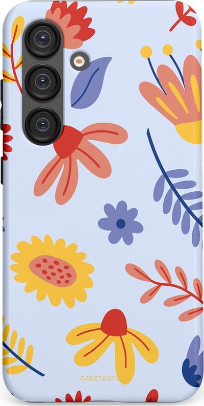 Casetastic hoesje geschikt voor Samsung Galaxy S25 - Dubbellaagse bescherming - Bloemenval - Fashion Case - Lavendel Goud Terracotta