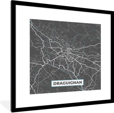 Fotolijst incl. Poster - Draguignan - Frankrijk - Stadskaart - Kaart - Plattegrond - 40x40 cm - Posterlijst