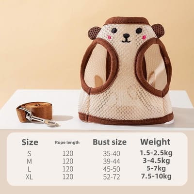 Laisse pour chien Harnais de poitrine Laisse pour chien Chien de petite et moyenne taille Teddy Bigbear Spitz nain Laisse pour chien de promenade Gilet Accessoires pour animaux de compagnie S