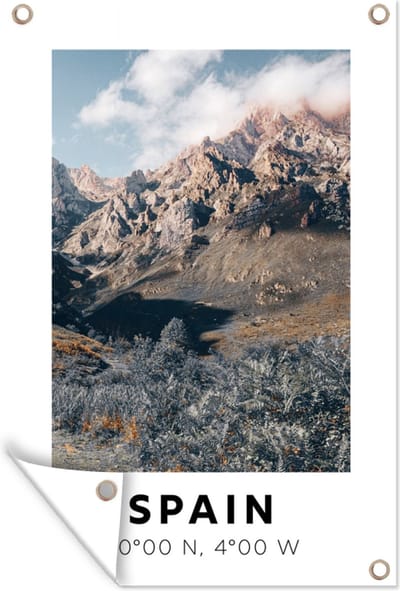 Muurdecoratie Spanje - Natuur - Bergen - 120x180 cm - Tuinposter - Tuindoek