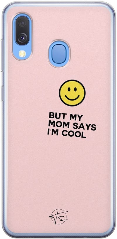 Hoesje geschikt voor Samsung Galaxy A40 - I'm cool quote - Soft Case - TPU - Tekst - Roze - Mooie Telefoonhoesjes