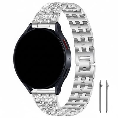 Stalen bandje - geschikt voor Garmin Venu (2 Plus) / Venu SQ (2) / Vivomove (Style - Sport) / Vivoactive 3 / 5 / 6 / Forerunner 55 / 165 / 245 / 645 / 570 - 42mm - glitter - zilver