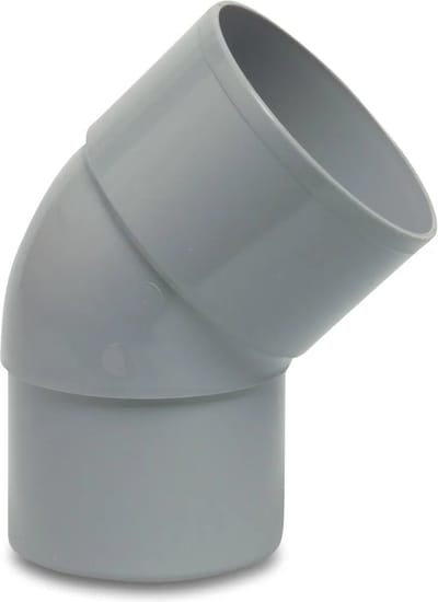 Bocht 45° PVC-U 60 mm lijmmof x verjonging grijs