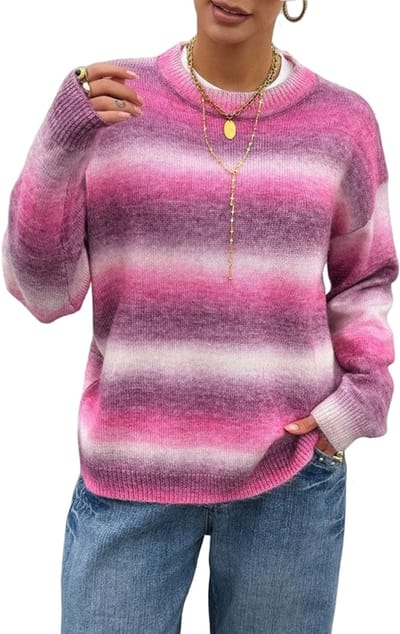 Oversized Trui - Roze en Paars - Dames - Gebreid