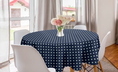 ABAKUHAUS Abstract Rond Tafelkleed, Cirkel Tafelkleed Deksel voor Keukendecoratie in de eetkamer, 150 cm, Donker leisteenblauw zeeschuim