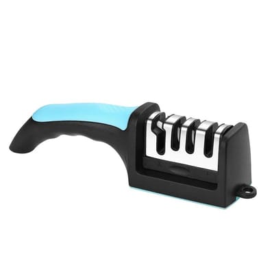 Affûteur de couteaux professionnel Angle réglable 4 niveaux Pierre à aiguiser pour ciseaux Affûtage rapide Moulin à café pour cuisine Gadget à couteaux SHIPIN24H black