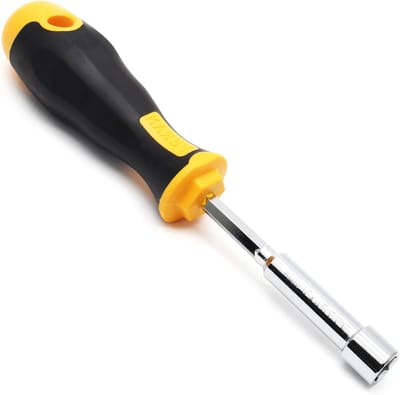 Dopsleutel Schroevendraaier - Hex Moer Driver - Handmaken Reparaties - Kussen Grip Staal - 10mm - Zwart Geel