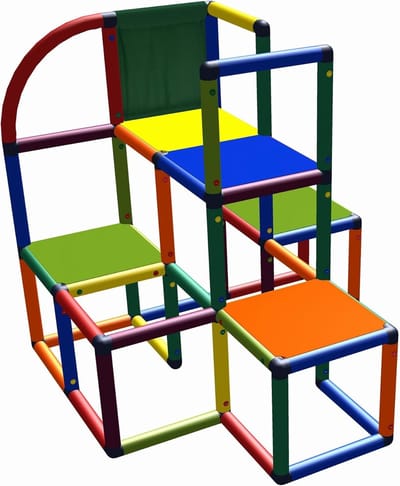 Klimtoren Speelhuis - Bouwsysteem Spelen - Binnen Buiten - Modulair Uitbreidbaar - 125x125x125 cm - Veelkleurig