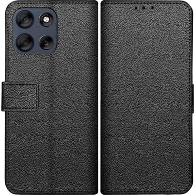 Just in Case hoesje geschikt voor Motorola Moto G56 Hoesje met Pasjeshouder - Bookcase Classic - Zwart