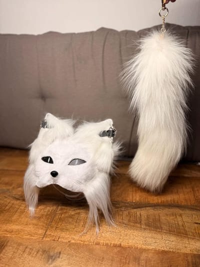 Therian Mask Wit | Handgemaakt Therian Masker | Kattenmasker | Furry Cosplay Masker | Quadrobics
