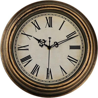 Famanu - Retro wandklok Ø30 cm, vintage design met Romeinse cijfers, fluisterstil kwartsuurwerk