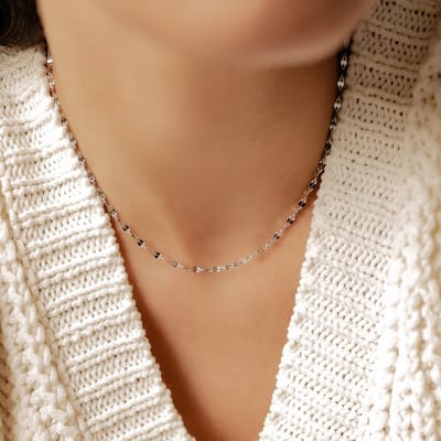 Hey Happiness Subtiele Glans Choker Ketting Dames – Roestvrij Staal – Waterdicht – 36-41 cm Verstelbaar - Zilver