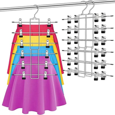 GELLDG Metalen broekhangers - 3 Stuks - Rok- & kastorganizers - Metalen Kleerhanger Set - 360° Draaibaar -Antislip & opvouwbaar - Geschikt voor Broeken, Rokken, Jeans en Sjaals - 32,5x52,5 cm