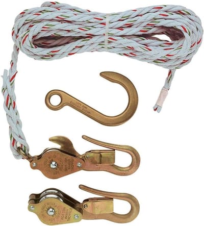 Blok en takel - Hijswerktuig katrol - Lasten verplaatsen - Gegalvaniseerd staal - 3/8 inch touw - Brons