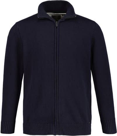 JP 1880 - Heren - Cardigan opstaande kraag geribbelde manchetten - Donkermarine - Maat 8XL