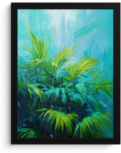 Poster in lijst - Fotolijst 30x40 cm - Posters - Bladeren - Groen - Schilderij - Abstract - Posterlijst zwart - Decoratie - Wanddecoratie woonkamer - Muurdecoratie slaapkamer