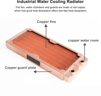Dailygoods- Radiator Waterkoeling - Koperen Vinnen - G1/4 Aansluiting - 276 x 121 x 29 mm - Hoge Dichtheid - Zelf Installeren