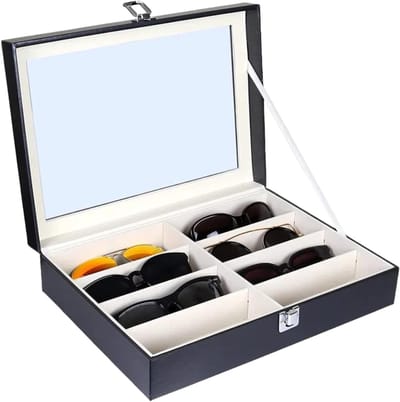 Opbergtas voor 8 Zonnebrillen en Brillen, Luxe Lederen Display Case voor Eyewear, Ideaal voor Organiseren en Beschermen van Je Brillencollectie