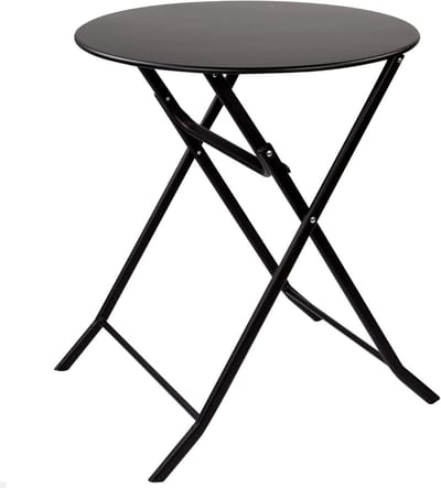 Klaptafel Metaal - Tuinmeubel Ronde Tafel - Buiten Zitten - Inklapbaar Ontwerp - Ø 60 x 70 cm - Zwart