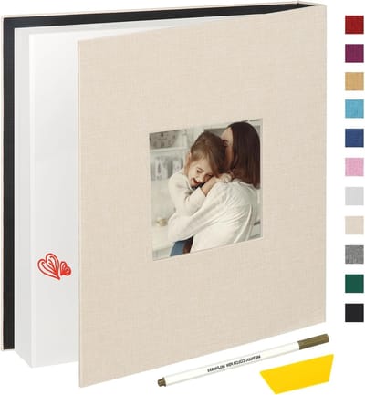 Fotoalbum met Zelfklevende Pagina's voor 4 x 6, 5 x 7 en 8 x 10 Foto's, 40 Bladzijden, Linnen Kaft en DIY Gereedschap voor Creatieve Scrapbooking