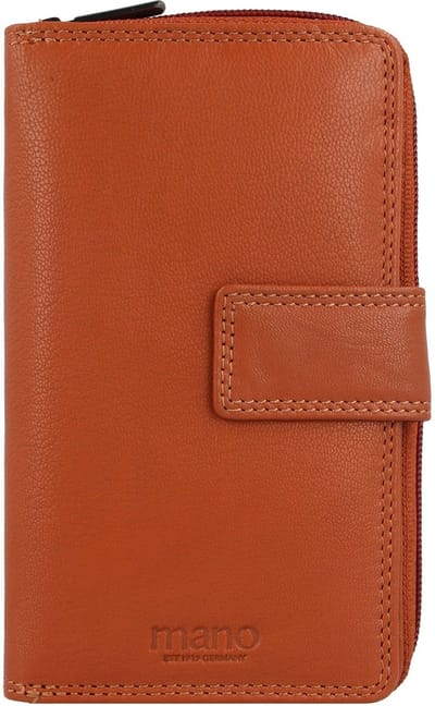 mano Donna Giulia Leren Portemonnee 10,5 cm - Dames - Staand formaat - cognac