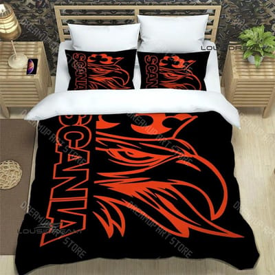 3D S-Scania logo Gedrukte Beddengoedsets Exquise benodigdhedenset Dekbedovertrek Bedsprei Set Beddengoedset Luxe Verjaardagscadeau AU Single 140x210cm