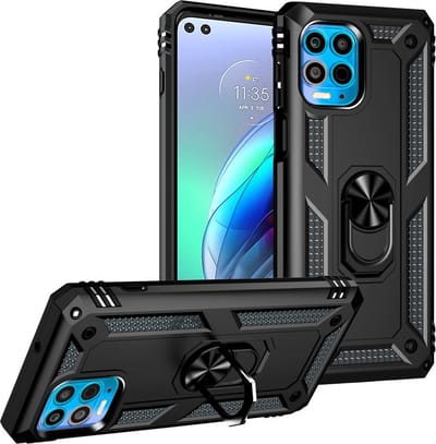 Coverup Hoesje - Geschikt voor Motorola Moto G100 Hoesje - Coverup Ring Kickstand Back Cover - Zwart