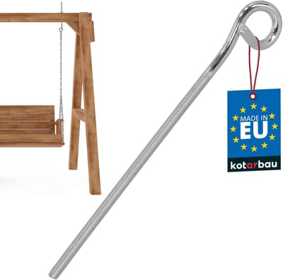 KOTARBAU® Schommelhaak, Verzinkt Staal, 300 mm, Zilver, M10, Veiligheidsschommelhaken, Schommelhaak met Schroefdraad, Sterk Belastbaar, Eenvoudige Montage