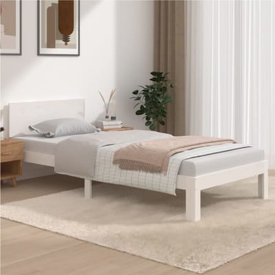 vidaXL - Bedframe - massief - grenenhout - wit - 90x200 - cm