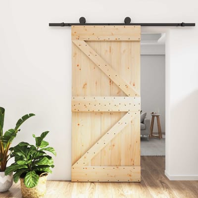 vidaXL - Schuifdeur - 95 - x - 210 - cm - Massief - Pine - Hout - (Onbehandeld)