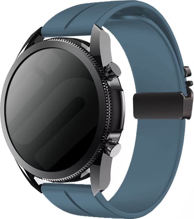 Strap-it Smartwatch bandje 20mm - Siliconen band met parachutesluiting - geschikt voor Samsung Galaxy Watch 7 / 6 / 5 / 4 (Classic / Pro) / FE / Watch 3 41mm / Watch 1 42mm / Watch Active (2) - Polar Ignite / Unite - Amazfit Bip / GTS (grijsblauw)