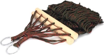 Tuin Hangmat - Kampeer Hangmat - Buiten Ontspannen - Handgeweven Mesh - 210x100 cm - Rood Camouflage