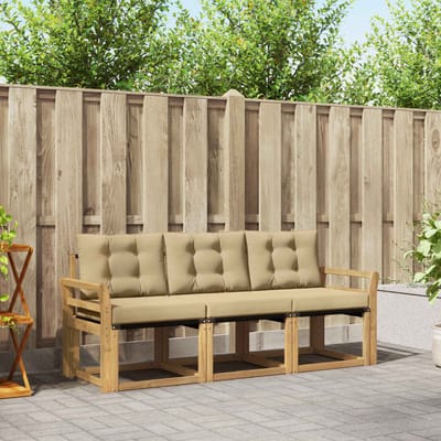 vidaXL - Buiten - bank - set - 3 - st - Wit - en - Beige