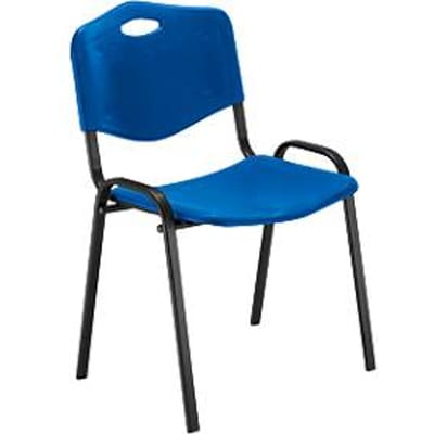 Nowy Styl bezoekersstoel ISO 4L, H 470 mm x B 460 mm x D 410 mm, kunststof, met stalen onderstel, krasbestendige poten, stapelbaar, zwart-blauw