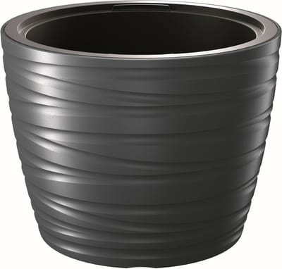 Prosperplast Plantenpot/bloempot Amazing - buiten/binnen - kunststof - antraciet - D47 x H35 cm - met binnenpot