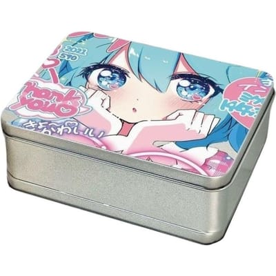 Boîte en Fer de Rangement Parfaite Animation Hatsune Miku Mignonne Belle Apparence Dessin Animé Périphérique Bureau Mini Rangement Boîte de Rangement Anti-poussière blue
