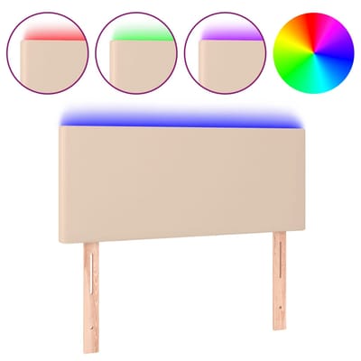 vidaXL - Hoofdbord - LED - 80x5x78/88 - cm - kunstleer - cappuccinokleurig