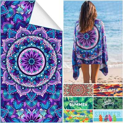 Famanu – Strandhanddoek - XXL 90 x 180 cm - microvezel strandhanddoek - sneldrogende sporthanddoek - reishanddoek - saunahanddoek - draagbare badhanddoek - groot - voor reizen - strand - spa - sauna