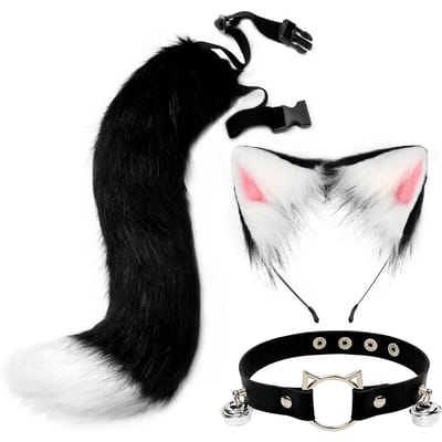 Handgemaakte Beest Oor Staart Simulatie Kattenoor Hoofdband Vos Staart Cosplay Set Kraag Accessoires