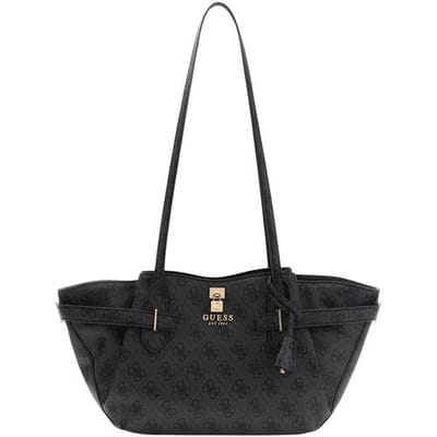GUESS schoudertas Yesba Girlfriend Shoulder Satchel Bag Coal Logo donkergrijs