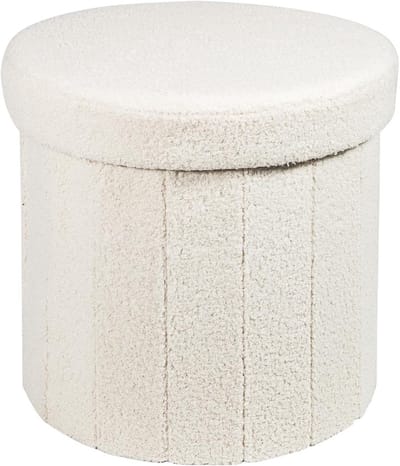 Opbergkruk - Voetenbank kist - Ruimte organiseren - Inklapbaar ontwerp - 38 x 38 x 38 cm - Beige