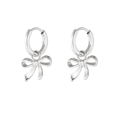 Oorhangers - Strikjes - Bow - Zilverkleurig - Yehwang- Dames - Roestvrijstaal