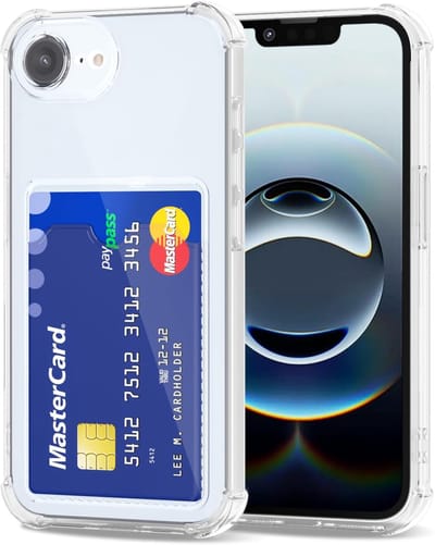 Telefoonhoesje Anti-Shock Pasjeshouder Geschikt voor Apple iPhone 16e / 17emet Camera bescherming - Ruimte voor pasje - TPU Silicone - FuturiQ - Transparant