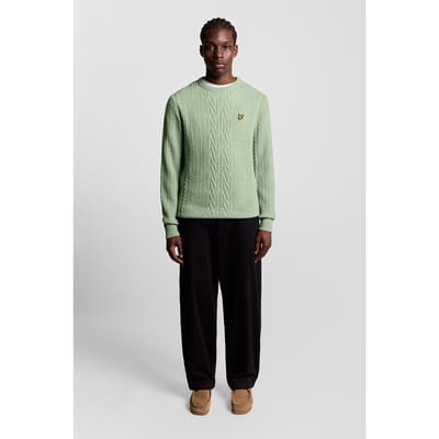 Lyle & Scott Ribbed Cable Knit Jumper Cold Mint Marl Taglia: M | Maglioni a maglia Outlet | Uomo | Ciano