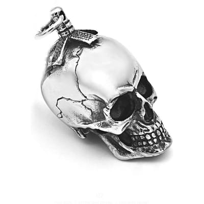 Gothic Driedimensionale Doodskop Hanger Ketting Mannen Dominant Retro Roestvrij Staal Doodskop Biker Ketting Street Hip Hop Sieraden white