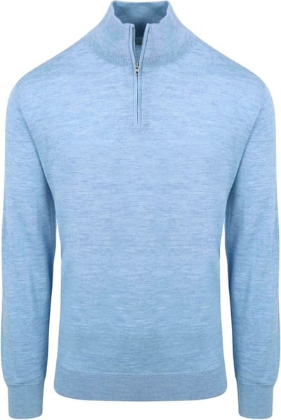 King Essentials The Michael Half Zip Pull Merino Lichtblauw - Maat XXL - Heren - Pullovers